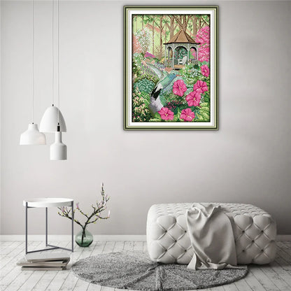 NKF Wholesale 11CT Cotton Canvas Fabric Eco-Friendly DIY Handcraft Flower & Birds Pattern Embroidery Cross Stitch Kit