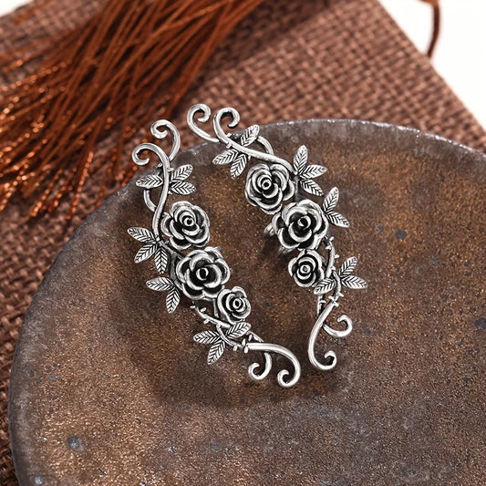 Vintage Floral Rose Bone Earrings for Women - Stunning Vine Pattern, Elegant Jewelry for Daily Wear