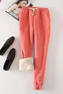 Lambskin Sweatpants Winter Women's Velvet  Autumn and Models Loose Thickening Was Thin Warm Pants
