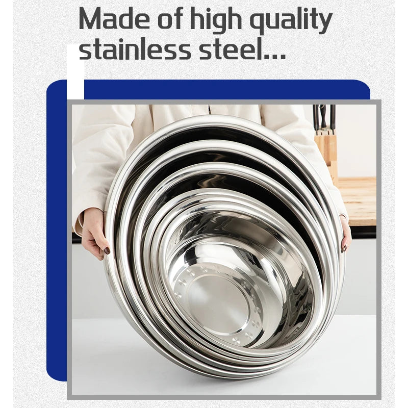 Multi Functional Stainless Steel Bowl Set Mixing Bowls Salad Stainless Steel Large Big Basin