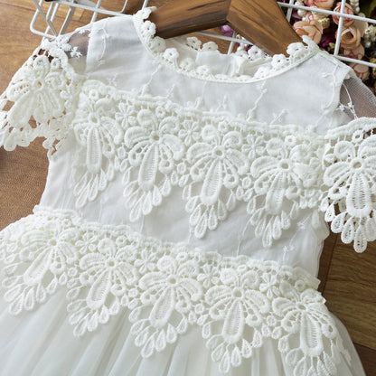 New Listing Wedding Pattern Lace Little Princess Microfiber Dress Halter ODM Wholesale Kid Clothing for Baby Girls for Children