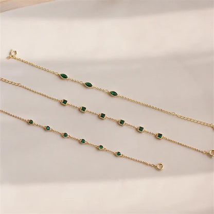 925 Sterling Silver Simple Emerald Crystal Bracelet For Women Light Luxury Temperament Mother's Day Jewelry Gift