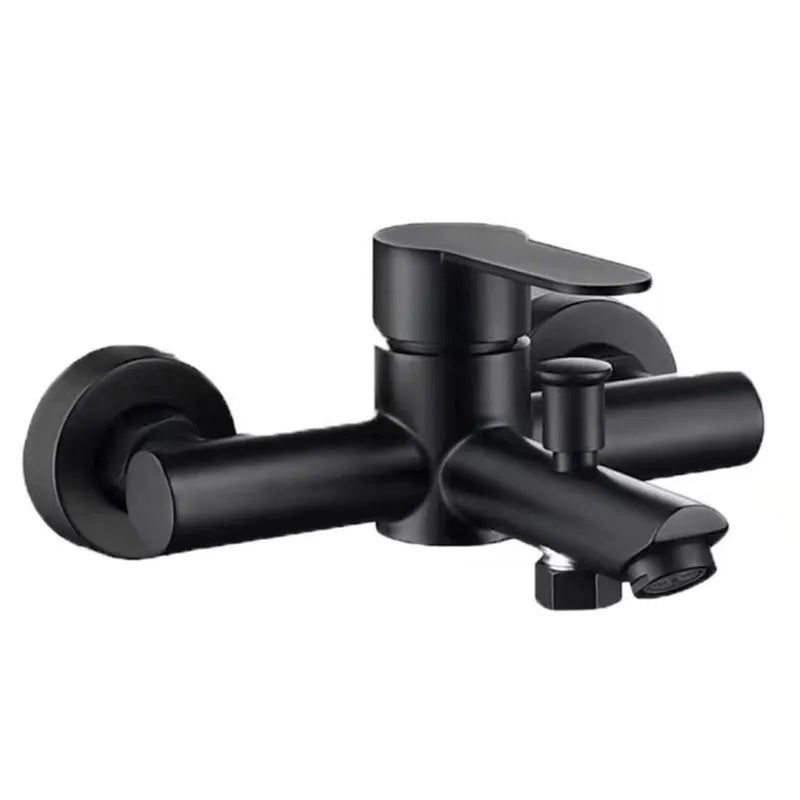 Hotel Contemporary Matte Black Stainless Steel 304 Dual Outlet Water Bathroom Wall Mounted Shower Bathtub Mixer Faucet Tap