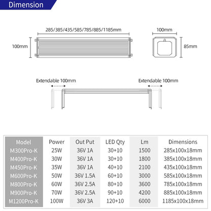 Week Aqua M Series Rgb Light Aquarium 2ft 4ft Centimetri Led Acquario Light 100w 120cm 300 Gallon Large Aquarium Lighting