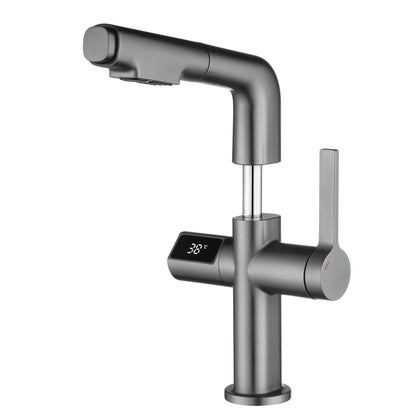 Temperature Display Bathroom Faucet Black Basin Washbasin Hot and Cold Water Faucet