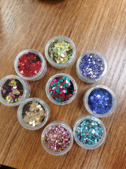 Prime Quality Wholesale PET Glitter Shapes Holographic or Iridescent Chunky Mixes Hexagon Glitter