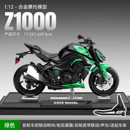 New Hit 1:12 Scale Z1000 Diecast Car Model with Sound Light Effects Collectible Decor Toy Gift for Boys