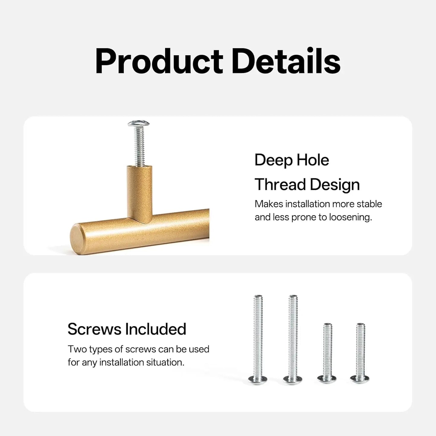 LiLong Hardware 10 Pack Hollow Stainless Steel Cupboard Handles 5 Inch (128mm) Kitchen Drawer Pulls 3'' Hole Center Gold Made
