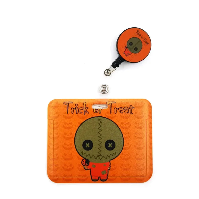 Halloween Trick R Treat Art Cartoon Anime Fashion Lanyards Bus ID Name Work Card Holder Accessories Decorations Kids Gifts