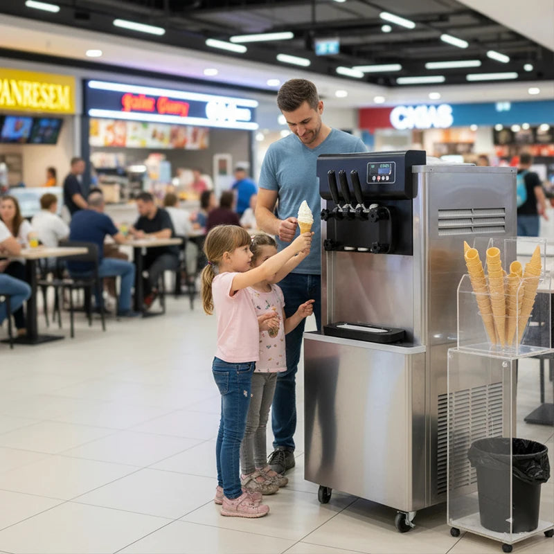 3-Flavor Soft Serve Ice Cream Machine Ideal for Small Businesses | Commercial Ice Cream Machine