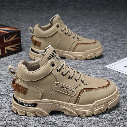 Y 39-46 Men's New Breathable High-top Cargo Shoes with Versatile Platform Soles to Increase the Height of Casual Booties