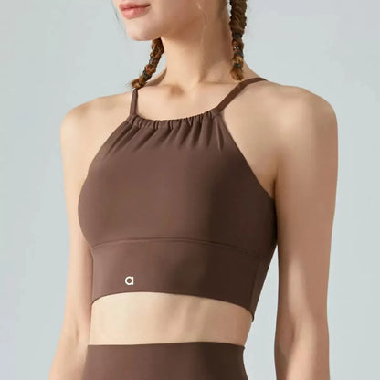 Women's Sexy Fitness Yoga Top, with Thin Straps, Cross-back, Short-length Woven Fabric, Suitable for Exercise