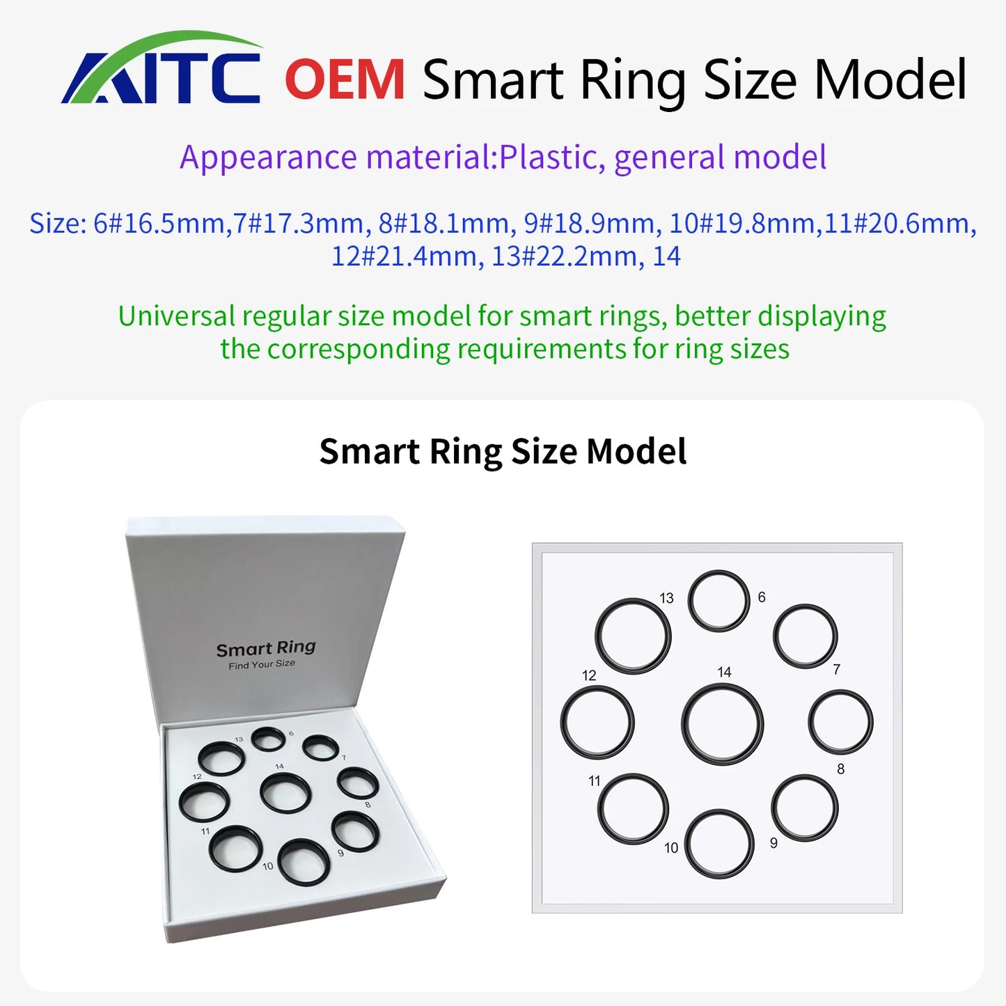 AITC 2025Smart Ring Custom Series Smart Ring Model Sample test Size Plastic Material Universal Size Model NFC iPhone