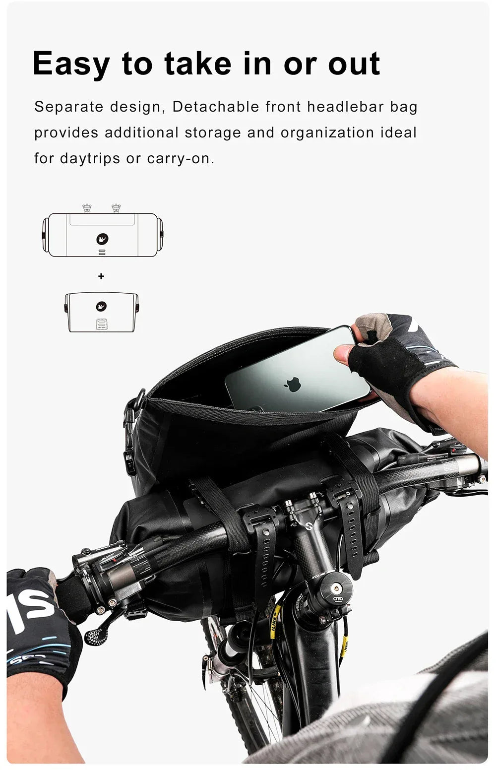 Rhinowalk Bike Handlebar Bag Waterproof Big Capacity 4L-12L  Frame Front Tube Cycling Bag Trunk Pannier Bike Accessories