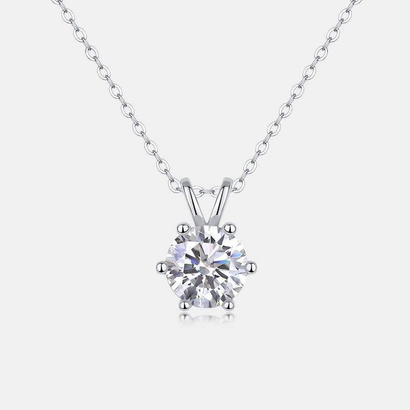 RTS Wholesale 2 Carat Moissanite Pendant Necklace 925 Sterling Silver with 6 Prong Setting Classic Jewelry Women Gift Necklace