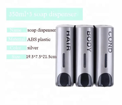 High Quality ABS Wall Mounted Triple Hand Liquid Hotel Soap Dispenser 350ml*3 Bathroom Accessories