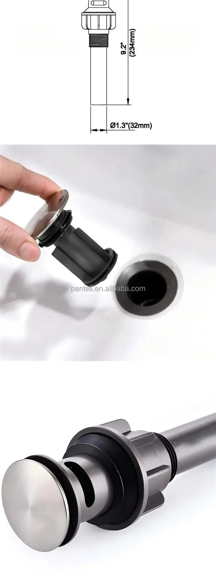 Custom High Quality Plastic Pop-up Basin Drain for Bathroom Color Options Available Featuring Overflow Sanitary