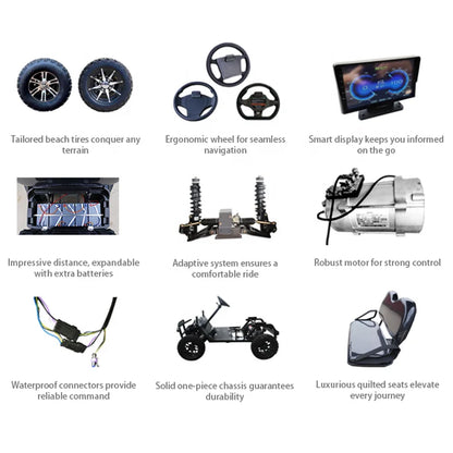 New Electric Golf Cart 2+2 Four-Seater Golf Cart Beach Buggy Tires