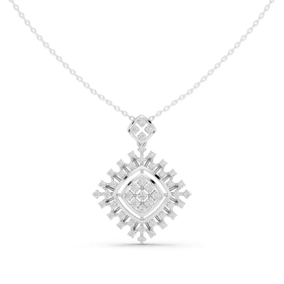 Silver Geometric Lab Grown Diamond Pendant Gold Plated Modern Sustainable Luxury Necklace for Women Engagement Wedding Party