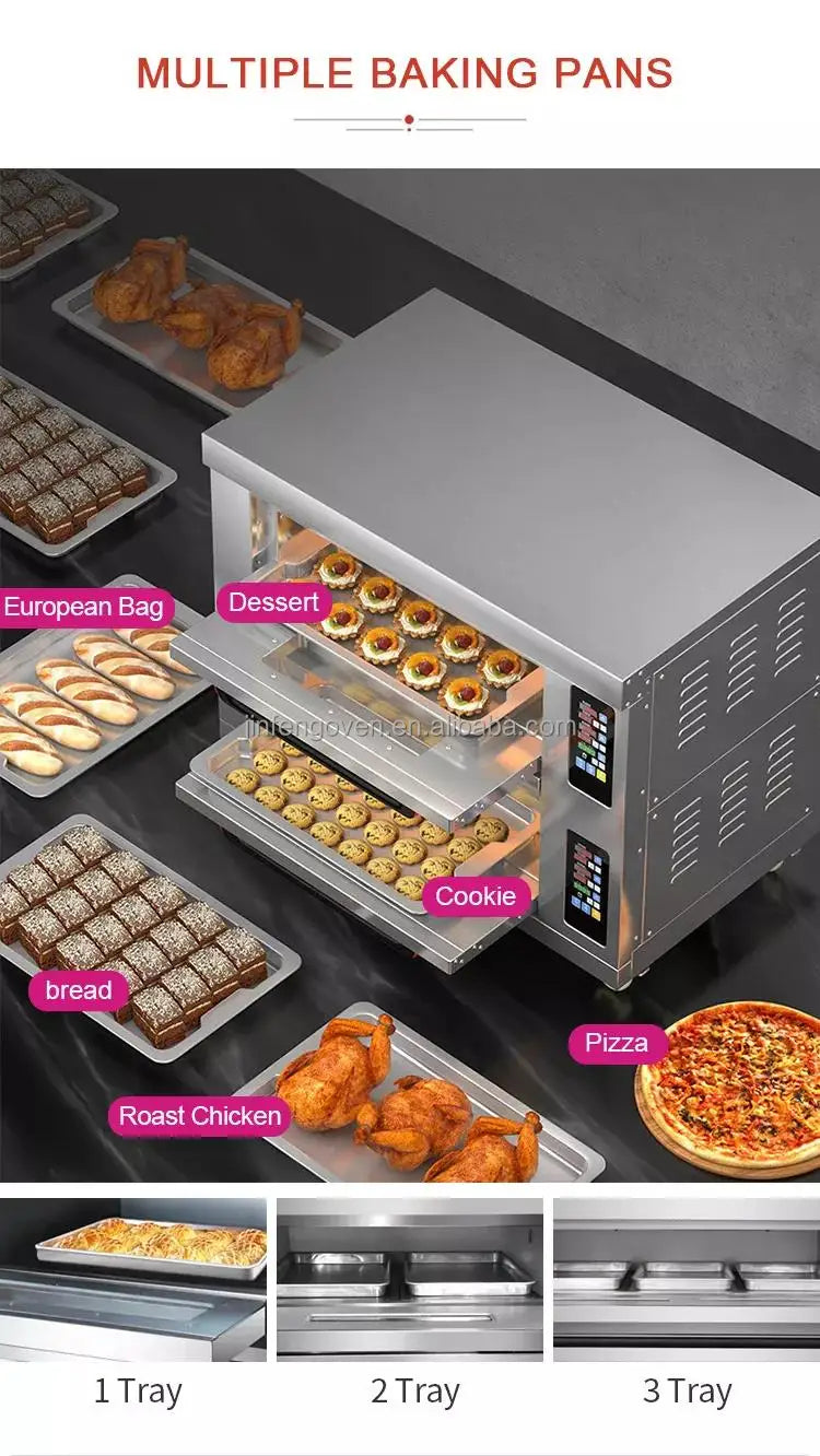 Commercial 2-Deck 4-Tray Pizza Bread Baking Oven for Bakery Restaurants Electric Bread Oven