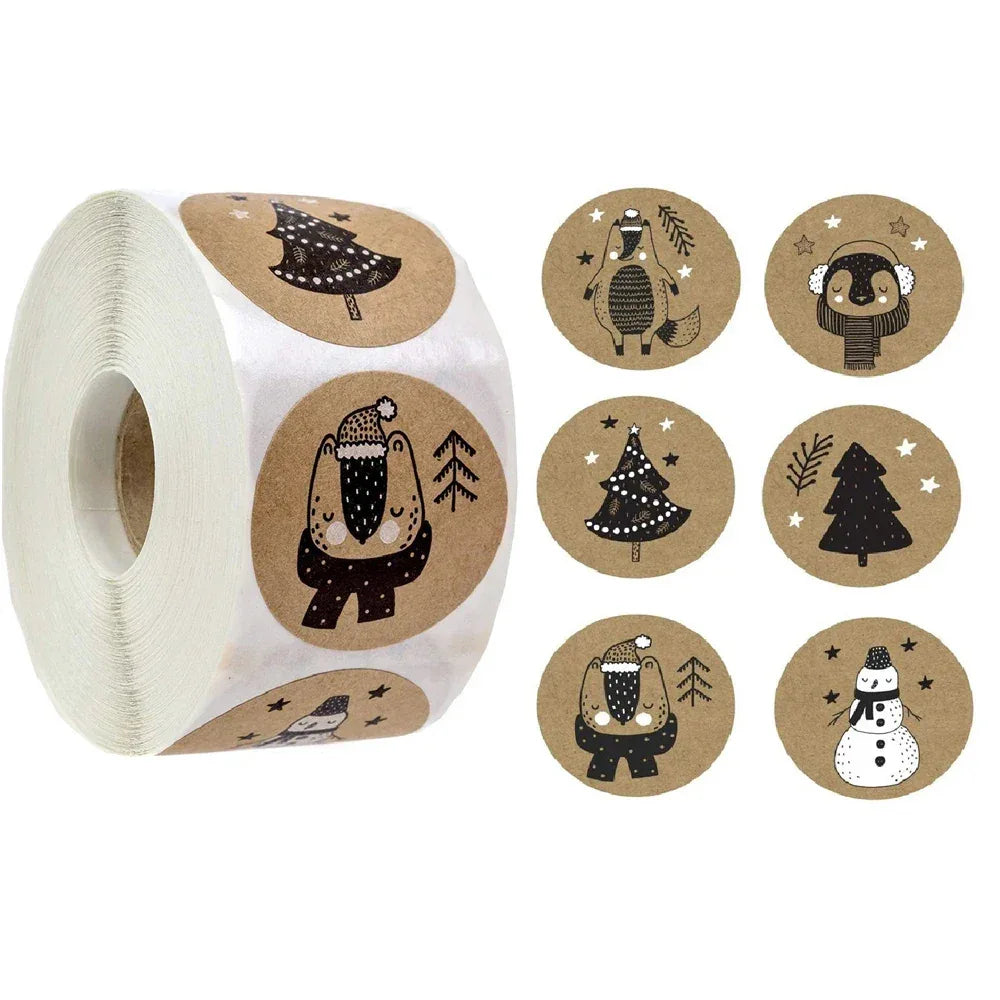 100-500Pcs Gold Snowflake Christmas Stickers Candy Bag Envelopes Sealing Label Christmas Gifts Box Decorations Sticker