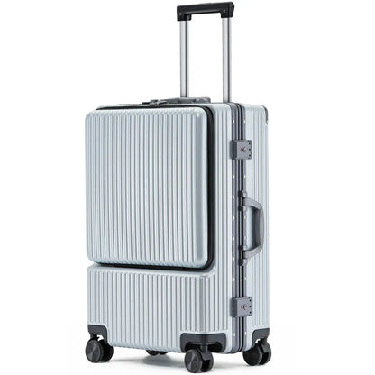 Carry on Luggage Wide Handle Luxury Design Rolling Travel Suitcase PC Hardside With Aluminum Frame Hollow Spinner Wheels