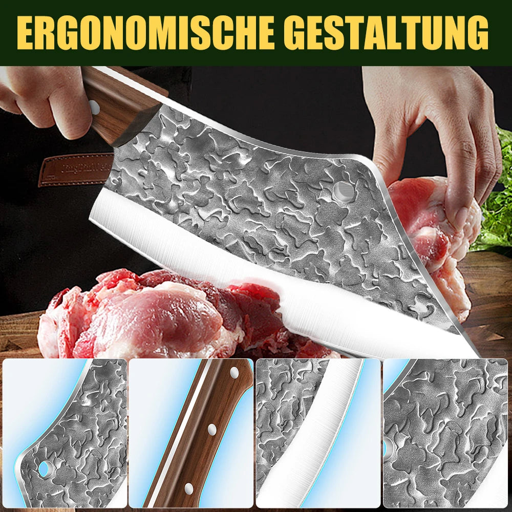 Custom Engraved Logo 7 Inch Heavy Duty Butcher Knife 2.6MM Thick Forged Blade Kitchen Meat Cleaver Knives