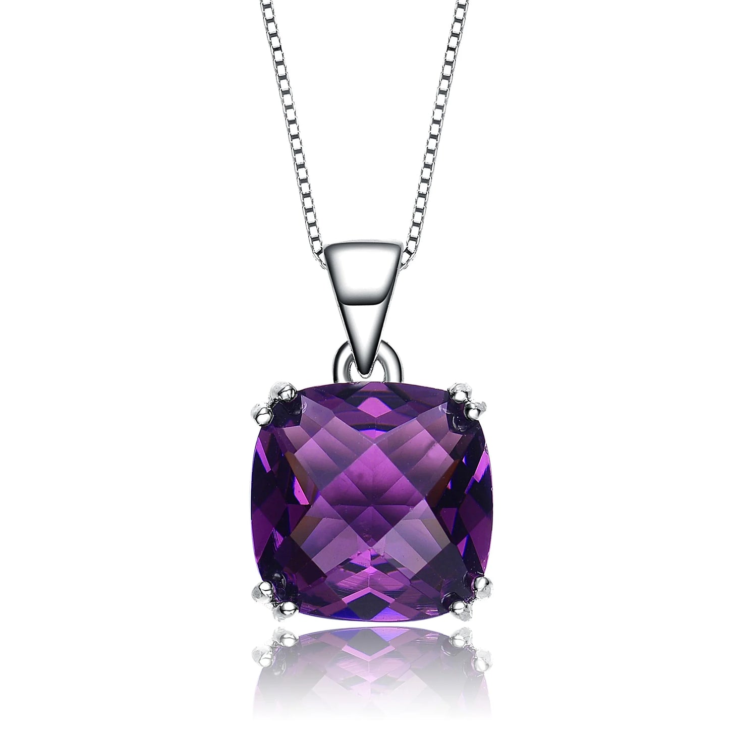 TD Collette Z Sterling Silver Fashion Pendant Necklace with Violet Cubic Zirconia Square Charm