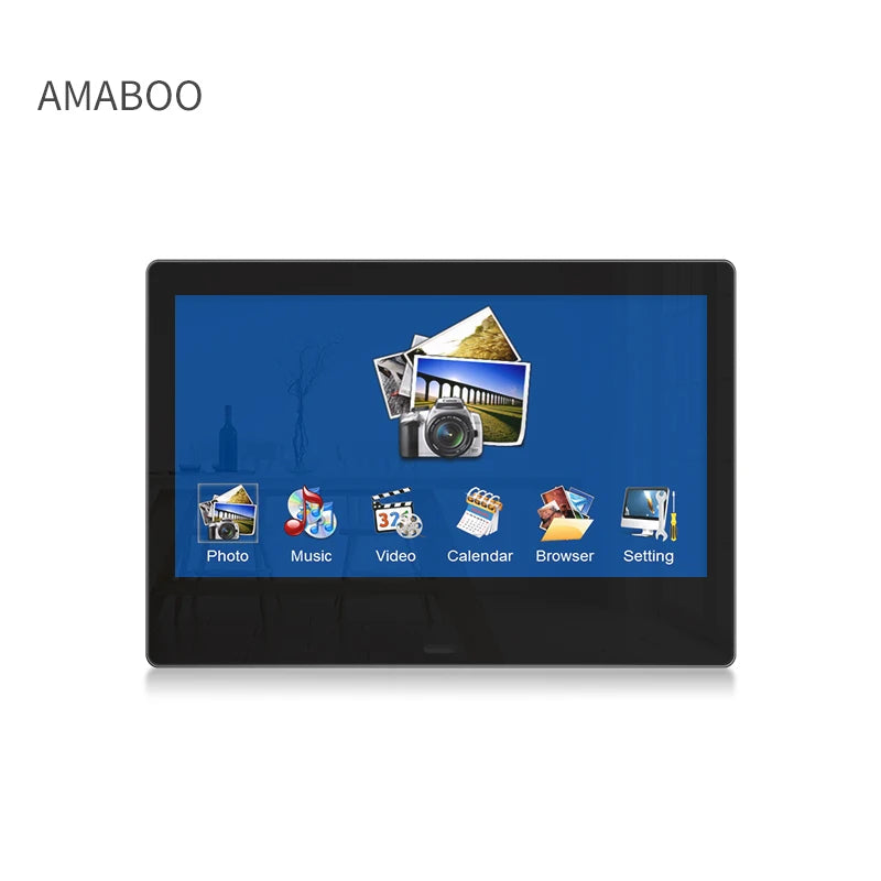 AMABOO 10.1 Inch WiFi Digital Photo Frame with LCD Screen Clock Video Playback Touchscreen