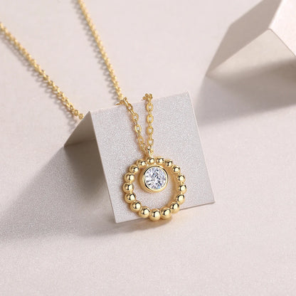Original Factory Price Women Round Moissanite Pendant Necklace Fine Jewelry 925 Sterling Silver Necklace Gold Plated