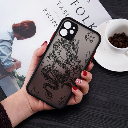 Fashion Purple Dragon Animal Pattern Phone Case For iPhone 16 15 14 13 12 11 Pro Max Mini SE 7 8 Plus Cover Glossy Hard Coque