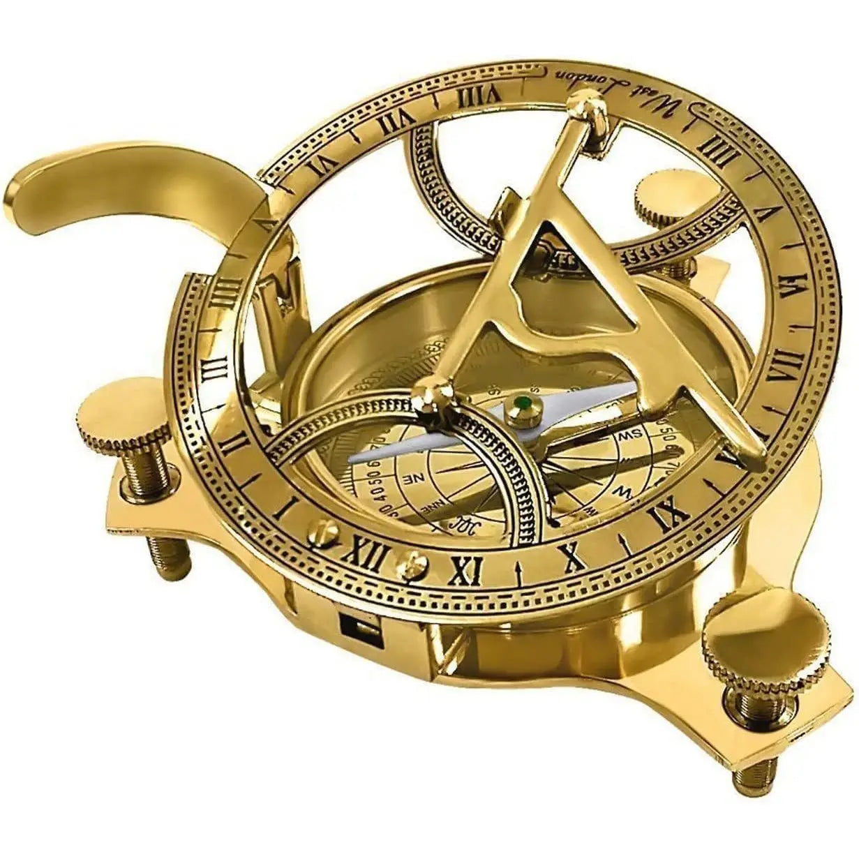 PARIJAT HANDICRAFT Solid Brass Sundial Compass Beautiful Nautical Pocket Compass with Sun Dial Convenient to Carry in Pocket