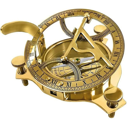PARIJAT HANDICRAFT Solid Brass Sundial Compass Beautiful Nautical Pocket Compass with Sun Dial Convenient to Carry in Pocket