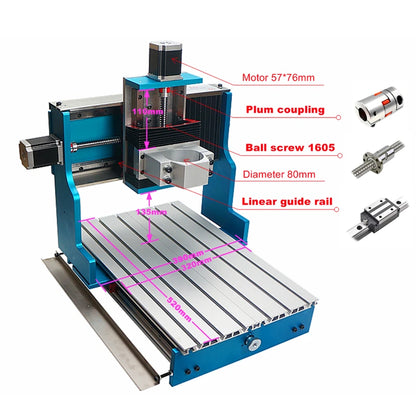 3 Axis CNC Router 3040L  Metal Frame Linear Guideway PCB Milling Machine Nema23 Stepper Motor for Wood Metal Engraving Carving