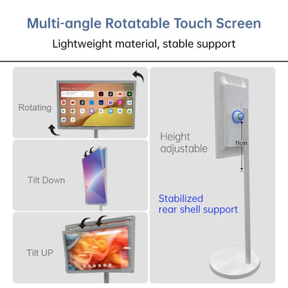Smart Tv 32inch Mobile Monitor Portable Tv With Stand Bathroom Wireless Rechargeable Rotate Big Screen Tv Interactive Television
