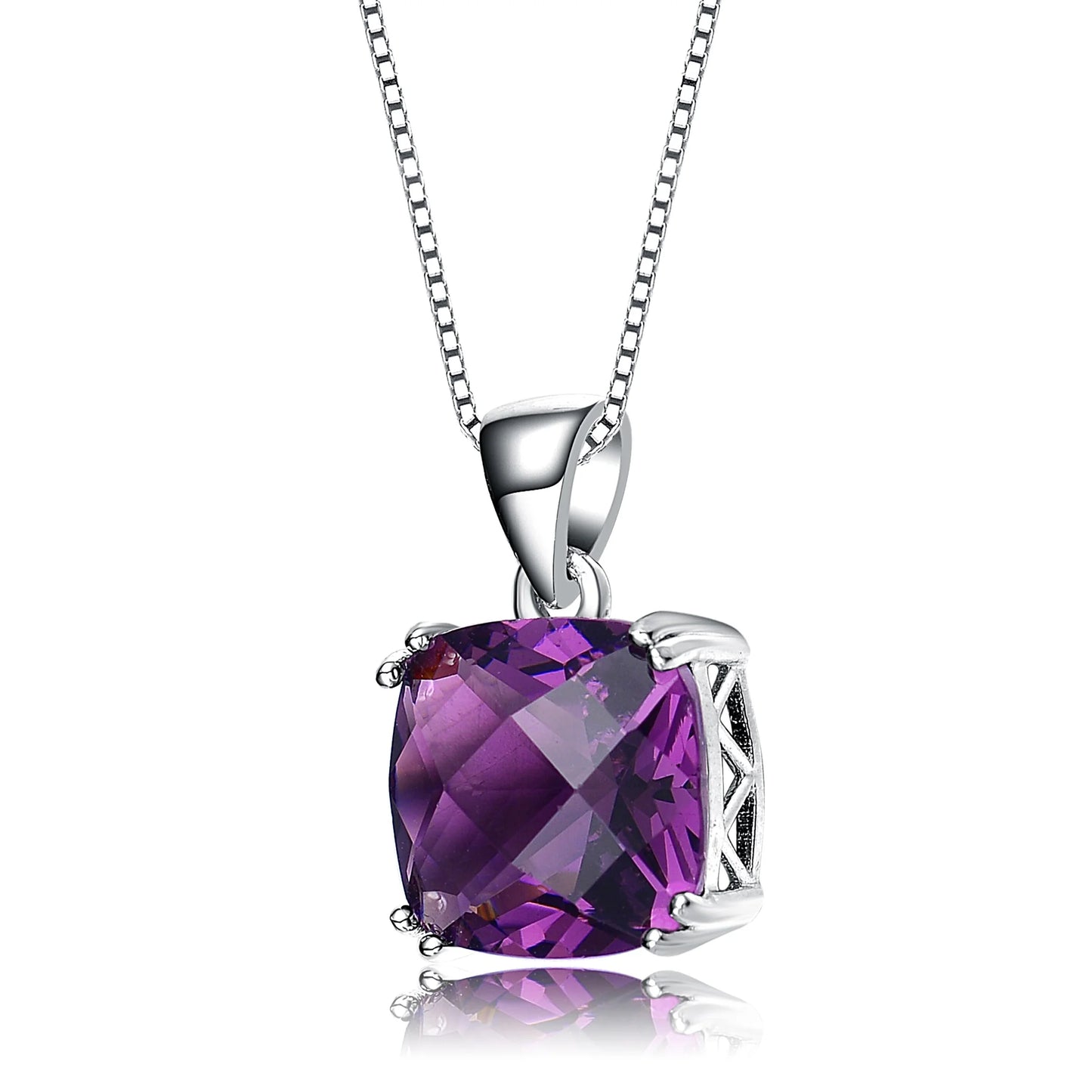 TD Collette Z Sterling Silver Fashion Pendant Necklace with Violet Cubic Zirconia Square Charm