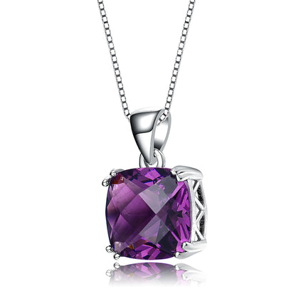 TD Collette Z Sterling Silver Fashion Pendant Necklace with Violet Cubic Zirconia Square Charm