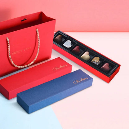 5Pcs Chocolate Boxes Packaging 6 Holes Rectangle Chocolate Covered Strawberry Paper Gift Box Wedding Christmas Birthday DIY Gift