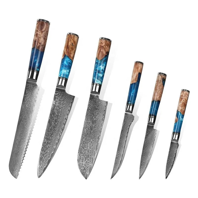 VG 10 Damascus Steel Kitchen Knife Set Household Knife Professional Chef's Knife With Stable Wooden Handle