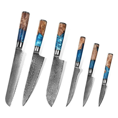 VG 10 Damascus Steel Kitchen Knife Set Household Knife Professional Chef's Knife With Stable Wooden Handle