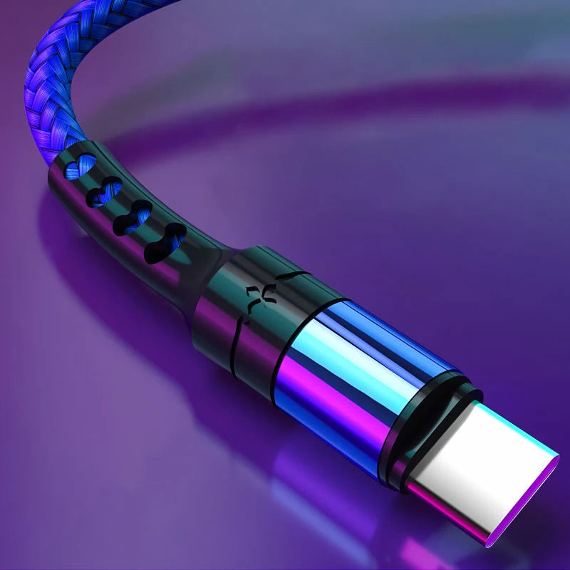 High Quality Universal 1m 2m 3m 3A Nylon Fast Charging USB Data Cable for iPhone Computer Barcode Scanner