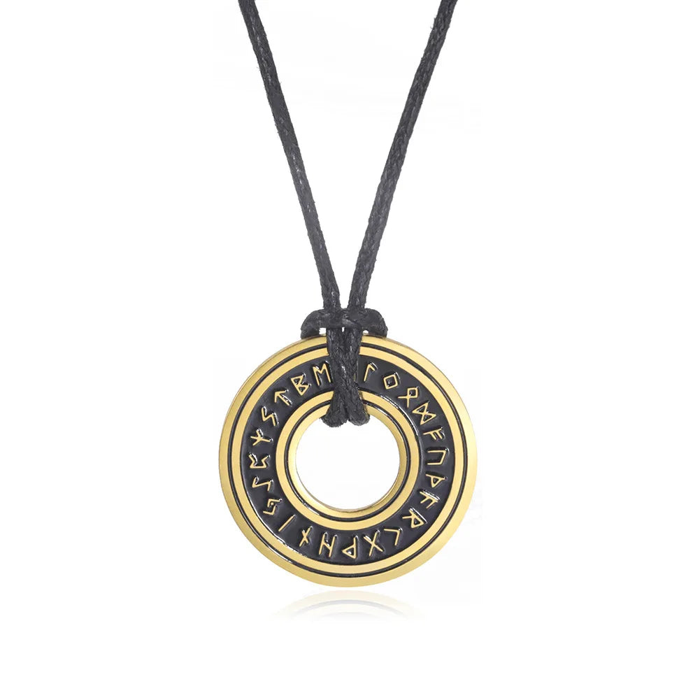 FCJ Men's Vintage Nordic Rune Necklace Stainless Steel Elder Futhark Pendant Star-Shaped Norse Runes Viking Jewelry Amulet