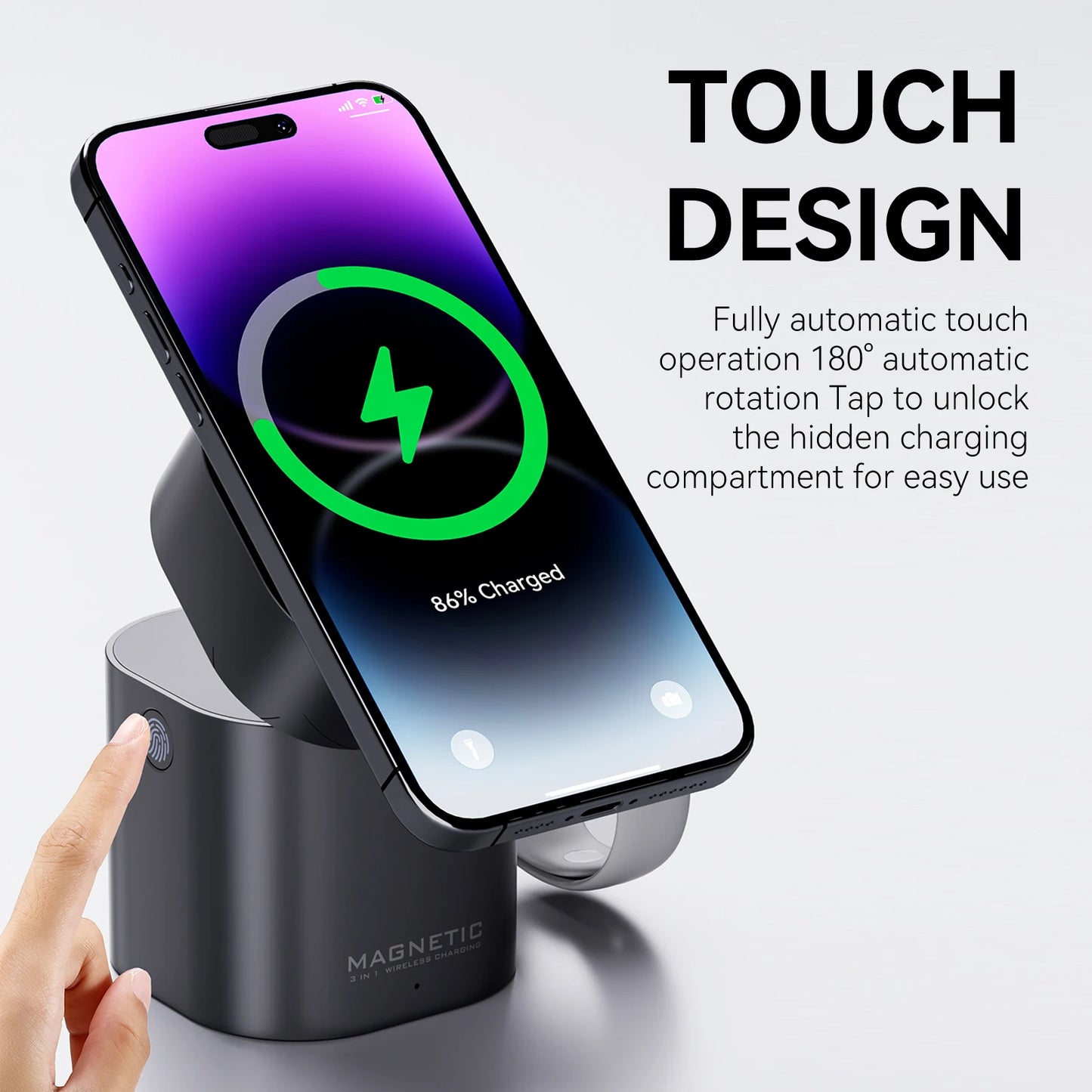 New Products 2025 Electronics Electric Foldable Magnetic Touch Automatic Rotation15W for iphone 17 Gift 3 in 1 Wireless Charger
