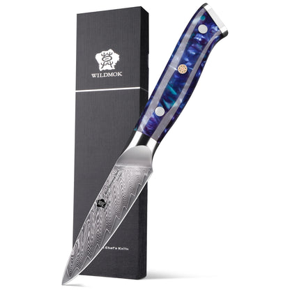 WILDMOK High Quality 5 Inch Utility Damascus Knife 67 Layers Damascus Steel Kitchen Paring Knife with Resin Handle