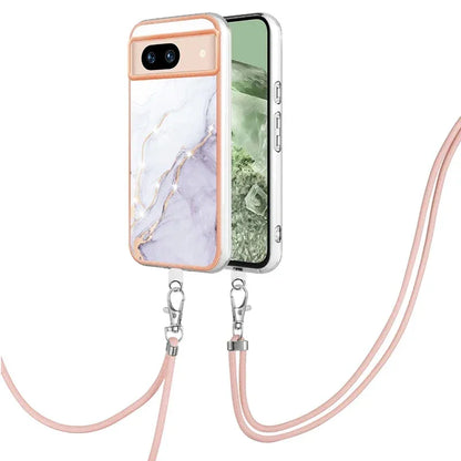 Shockproof Mobile Phone Case for Motorola Moto G14 G54 G84 IMD Marble Shell Cover Lanyard