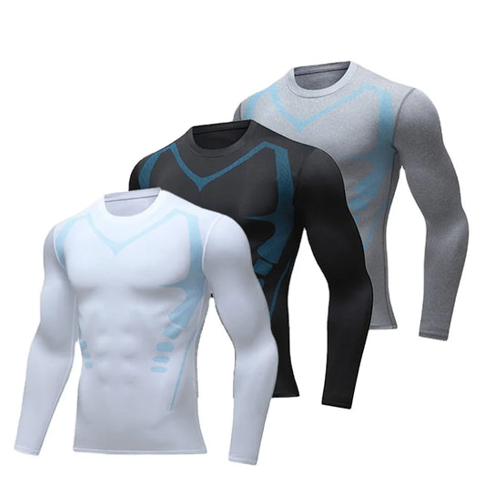 USA Warehouse 3 Pack Compression Shirts for Men Long Sleeve Athletic Base Layer Undershirt Gear T Shirt for Workout