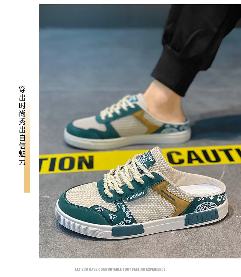 2027 NEW KJ Men Casual Breathable Muler Shoes Outdoor Walking Sneaker Fashion Walking Style Sandals Anti-slip Plush Sandals