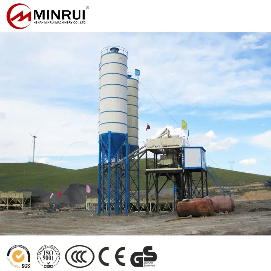 HZS50 Hopper Scale Efficient Concrete Batching Plant Core Components Including Pump Motor PLC Bearing Gearbox PLD1600 Quality