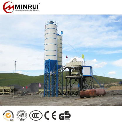 HZS50 Hopper Scale Efficient Concrete Batching Plant Core Components Including Pump Motor PLC Bearing Gearbox PLD1600 Quality