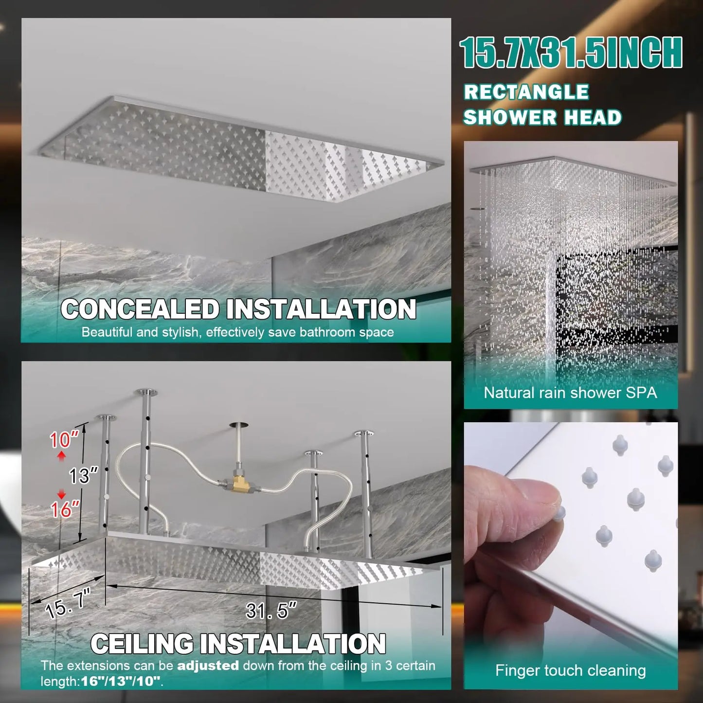 Shower System with Rain Shower and Handheld, 6 Pcs Body Jets with  Rainfall and 6 Pcs Shower Heads